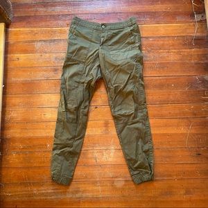 Army green North Face joggers